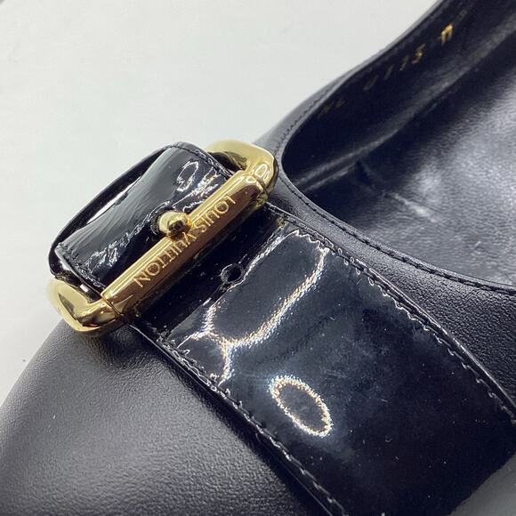 Louis Vuitton Uniform Black Patent & Leather Low Heel Buckle Pump 38 8 - Picture 7 of 9